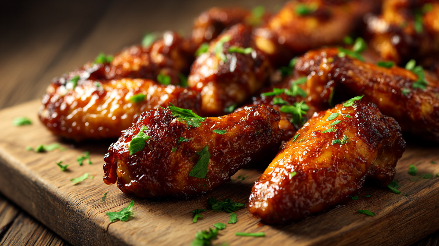 Ailes de poulet servies dans une assiette après cuisson à l'airfryer