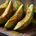 Avocado wedges airfryer croustillants prêts à être dégustés