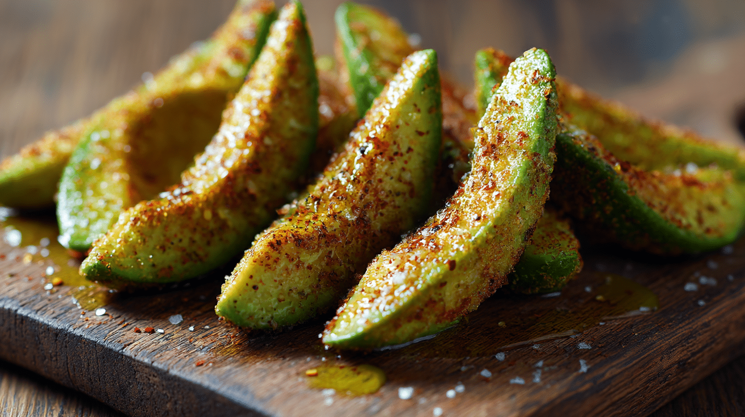Avocado wedges airfryer croustillants prêts à être dégustés