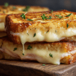 Croque-monsieur au airfryer croustillant, parfait pour un repas sain et rapide.