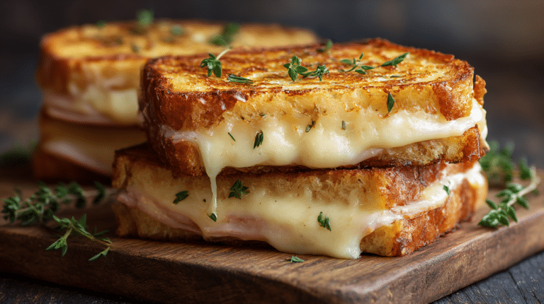Croque-monsieur au airfryer croustillant, parfait pour un repas sain et rapide.