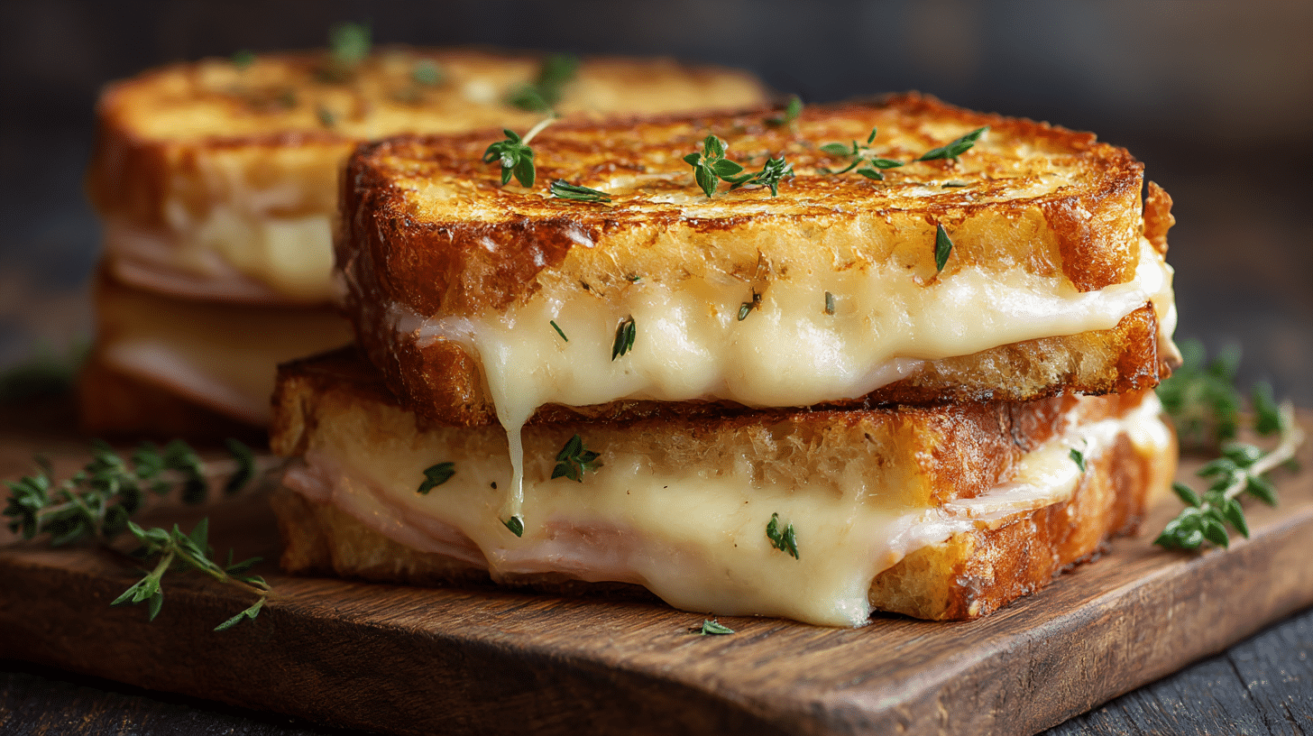 Croque-monsieur au airfryer croustillant, parfait pour un repas sain et rapide.