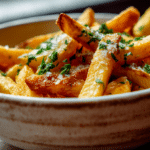Frites au airfryer croustillantes et dorées, prêtes à être dégustées.