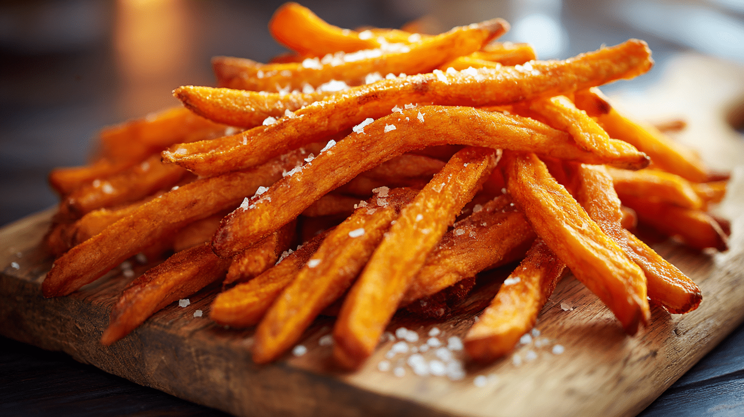 Frites patate douce airfryer garnies de dip