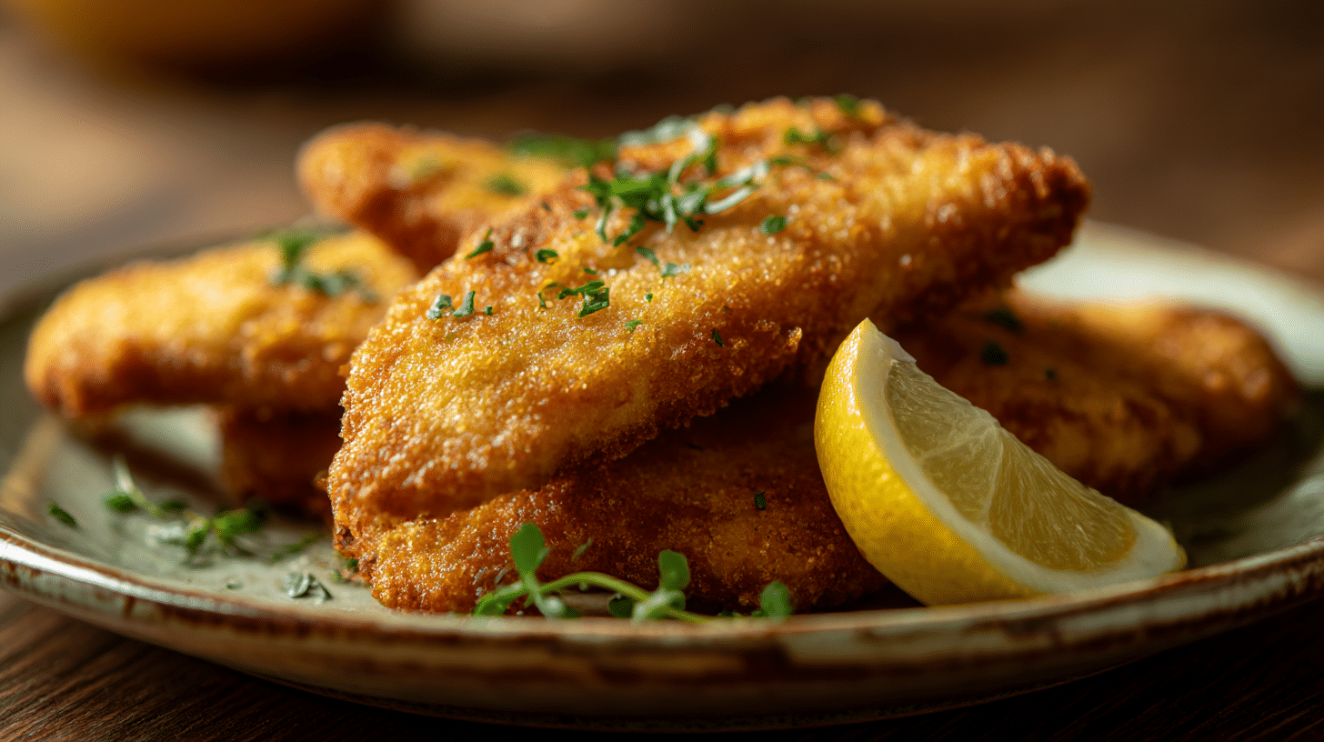 Fritures de poisson dans le panier de l'airfryer, en train de cuire pour une texture parfaite.