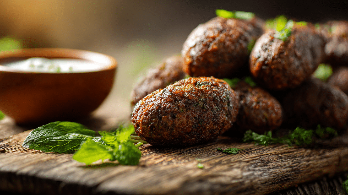 Keftas maison airfryer croustillantes sur une assiette, prêtes à être dégustées.
