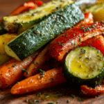 Légumes au airfryer croustillants, prêts à être dégustés.