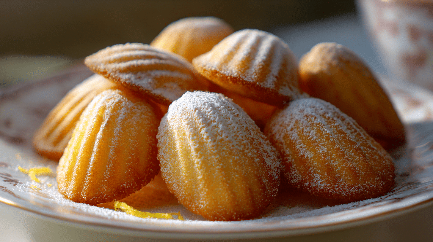 Une madeleine moelleuse airfryer coupée en deux montrant sa texture légère.