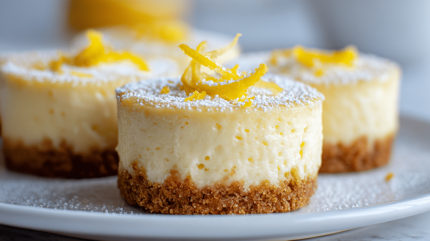 Mini cheesecakes citron airfryer joliment présentés sur une assiette
