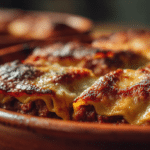 Mini lasagnes individuelles airfryer dorées et croustillantes, prêtes à être dégustées.