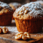 Muffins noix airfryer croustillants vus du dessus, parfaits pour un snack sain.