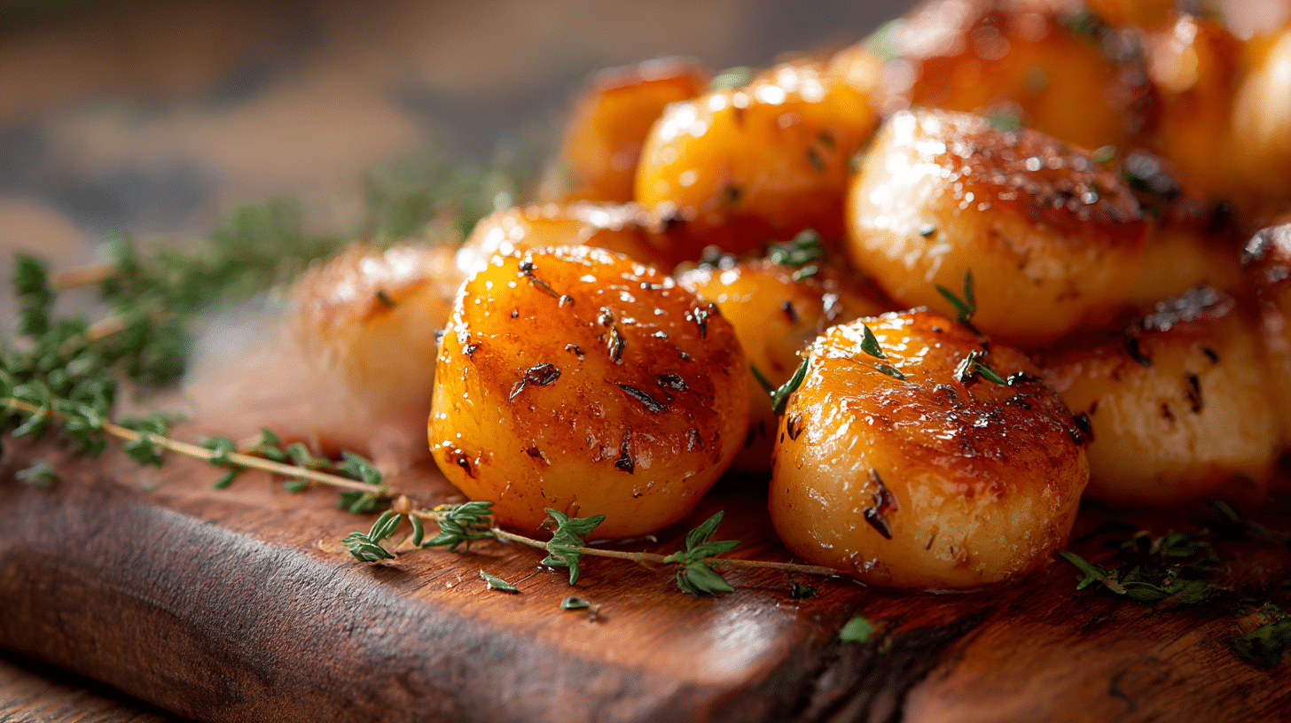 Navets caramélisés airfryer parfaitement croustillants présentés dans un plat coloré.