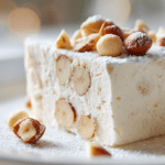 nougat glacé airfryer présenté dans un plat, croustillant et savoureux