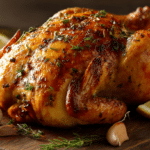 poulet rôti au airfryer croustillant, avec des légumes grillés autour