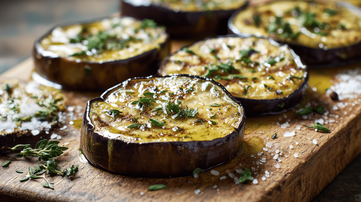 Détail de l'aubergine airfryer croustillante