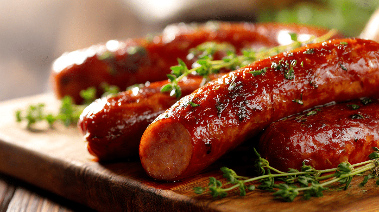 Merguez croustillantes dans un panier, prêtes à être servies.